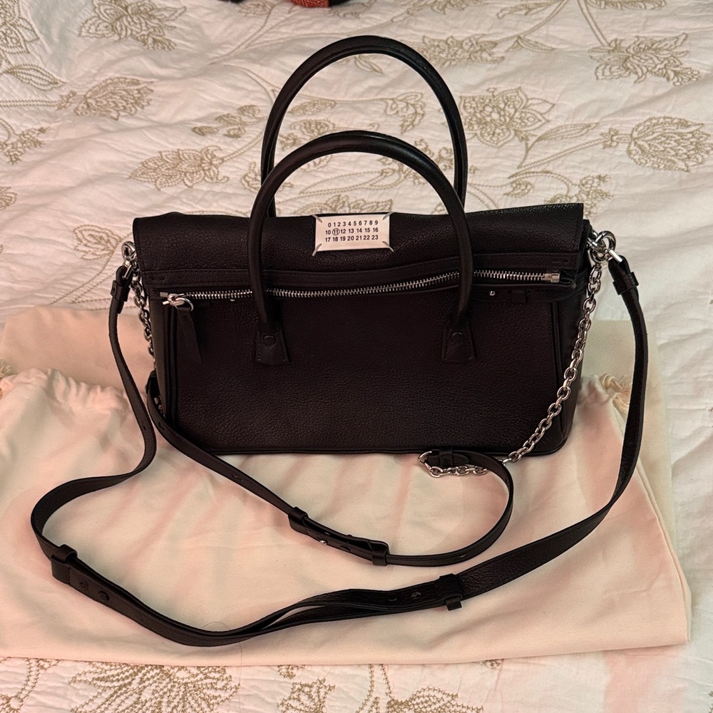 Maison Martin Margiela 5AC East West Black Leather Top-Handle Satchel / 2 Strap